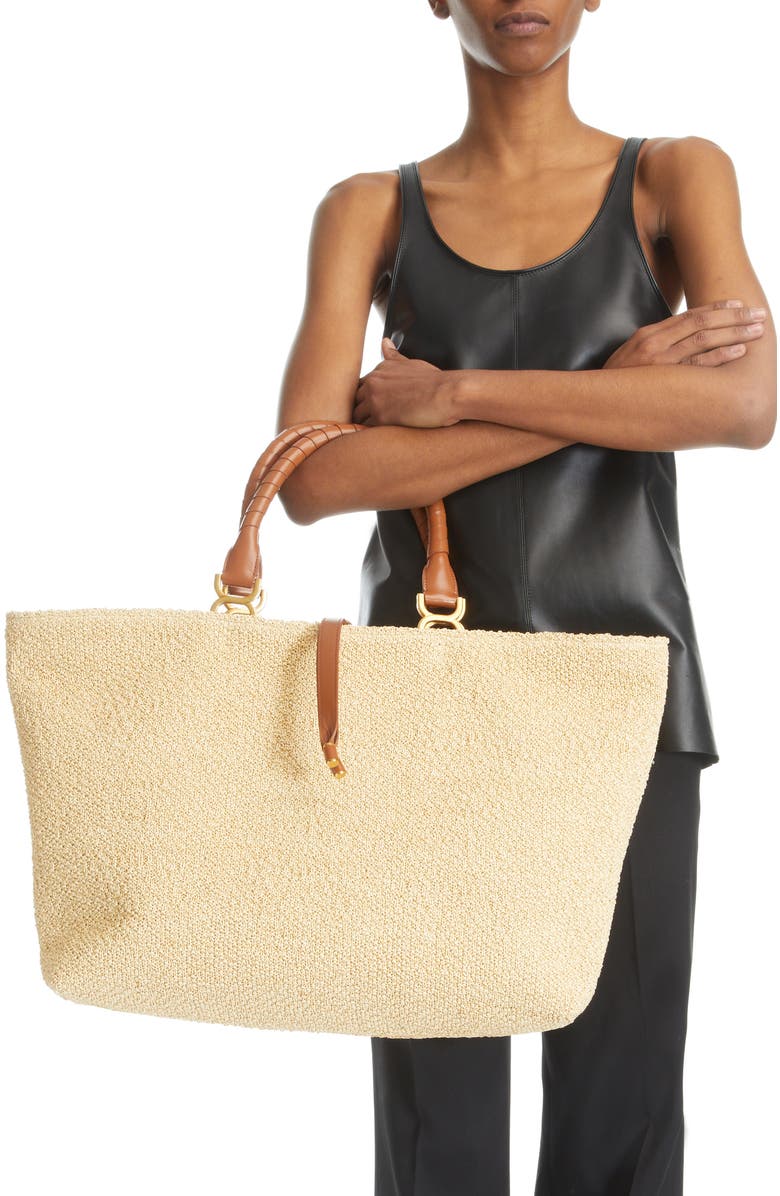 Chloé Large Marcie Raffia Tote, Alternate, color,