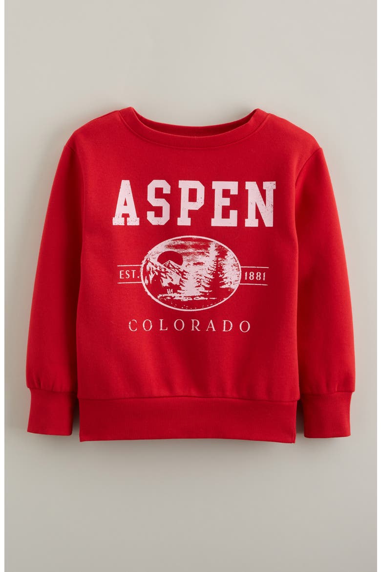 Off Shoulder Graphic Sweatshirt, Main, color, RED BARBADOS ASPEN
