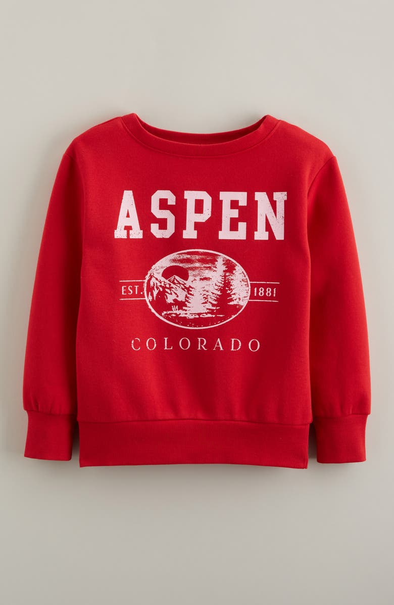 Treasure & Bond Off Shoulder Graphic Sweatshirt, Main, color, Red Barbados Aspen