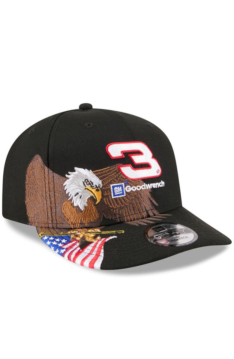New Era Men's New Era Black Richard Childress Racing Patriotic Eagle & Flag A-Frame 9FIFTY Snapback Hat, Main, color, Black
