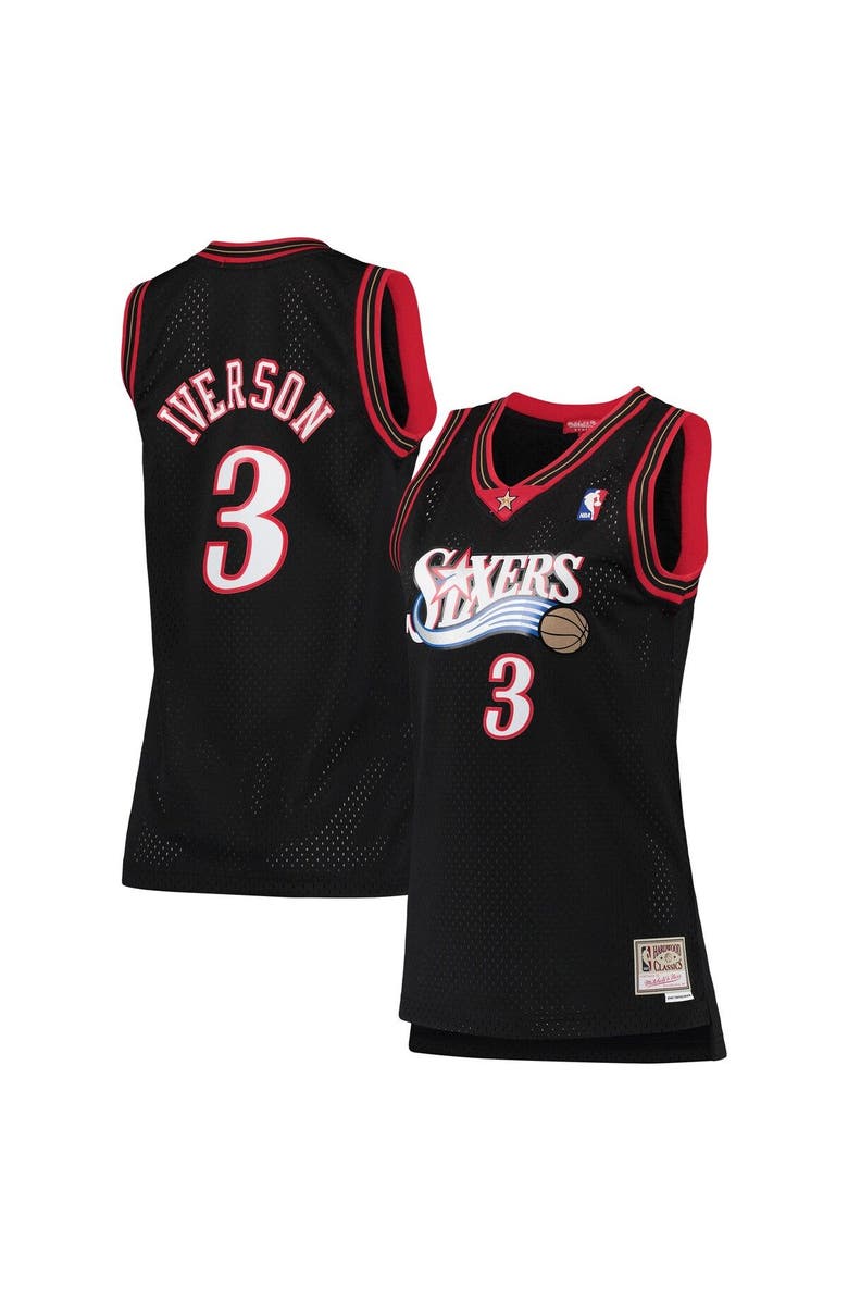 Mitchell & Ness Women's Mitchell & Ness Allen Iverson Black Philadelphia 76ers 2000/01 Hardwood Classics Swingman Jersey, Alternate, color, Black