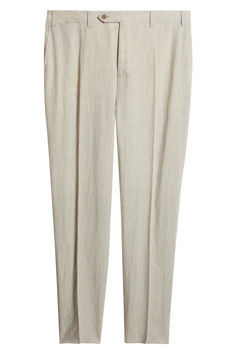 Siena Regular Fit Flat Front Linen Suit Pants, Alternate, color, LIGHT BEIGE