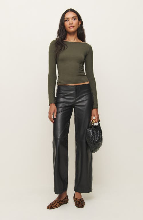 Shop Reformation Wiley Ballet Neck Top In Pine Tree