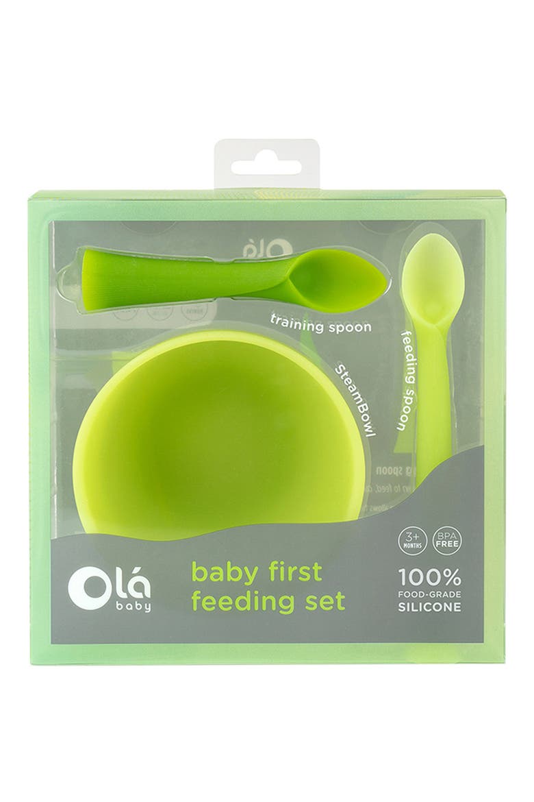 3-Piece Baby First Feeding Set, Main, color, GREEN