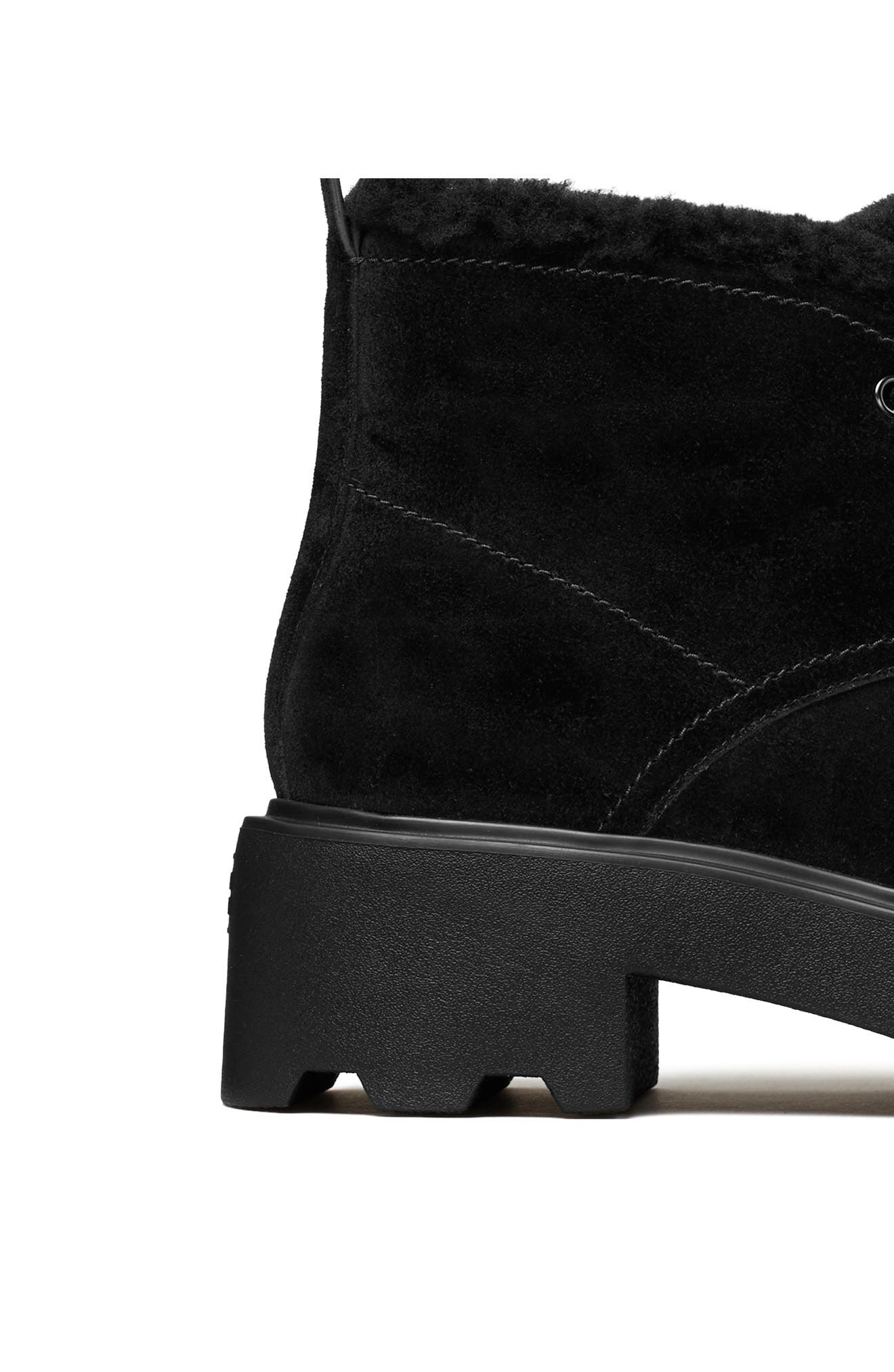 Desert Leather Genuine Shearling Boot, Alternate, color, PERFECT BLACK