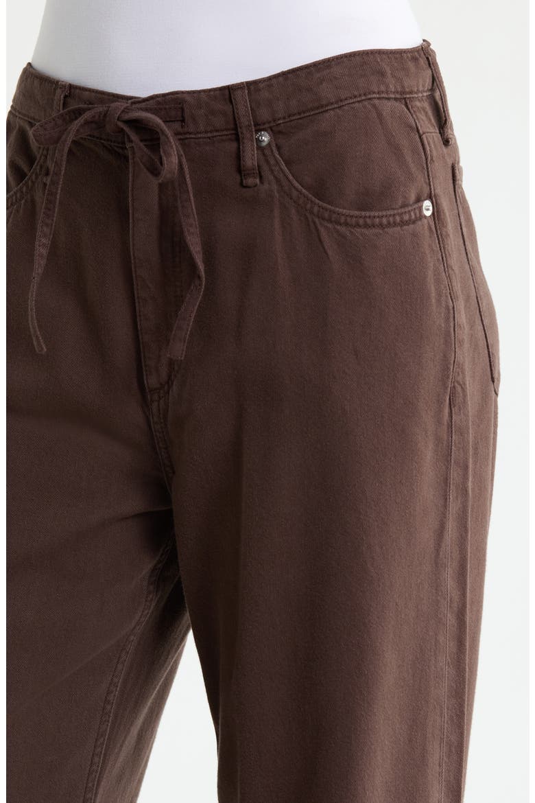 Featherweight Phoebe Drawstring Wide Leg Jeans, Alternate, color, DARK BROWN STONE