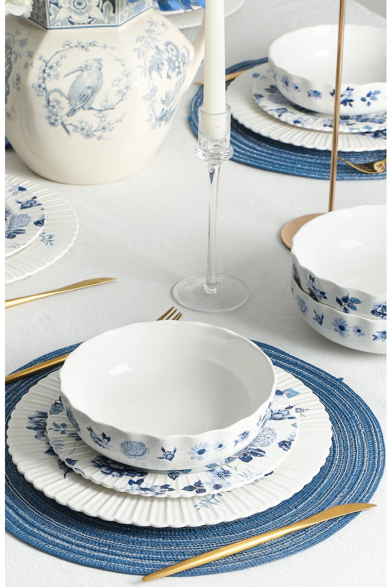 Fiore New Bone China Salad Plate Set of 4, Alternate, color, Blue