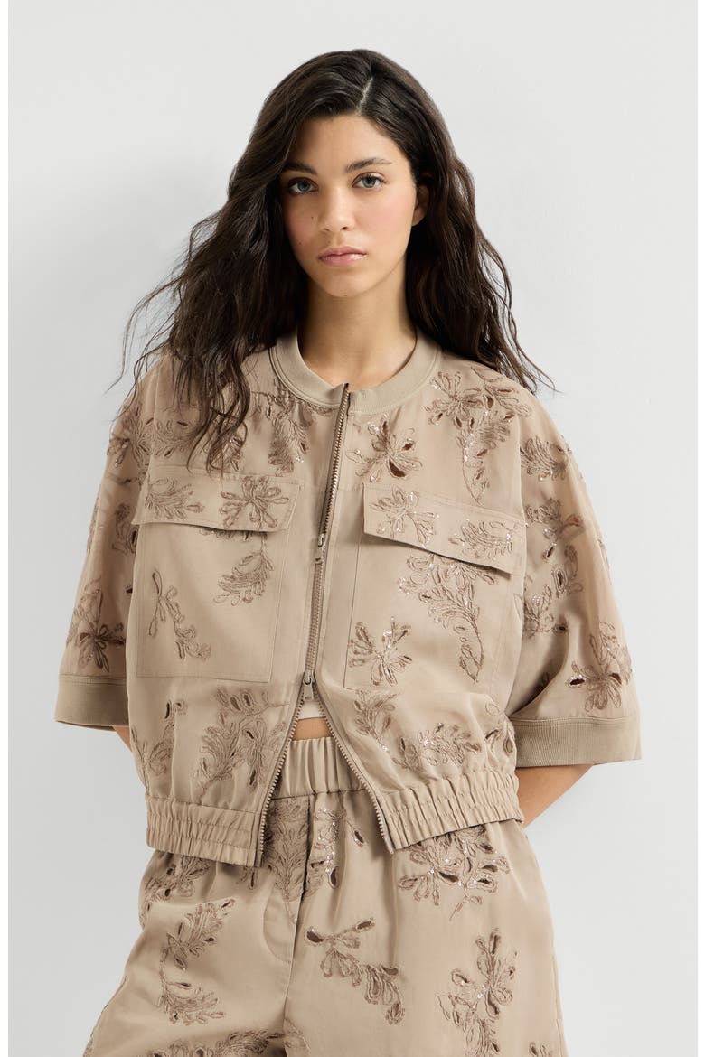 Outerwear with dazzling broderie anglaise, Alternate, color, Espresso