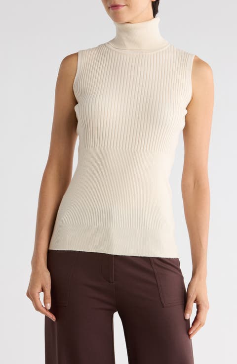 Sleeveless Ribbed Turtle Neck