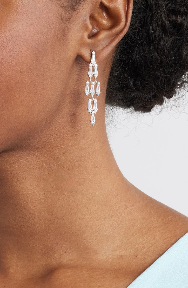 Nordstrom Kite Cubic Zirconia Chandelier Drop Earrings, Alternate, color, Clear- Silver