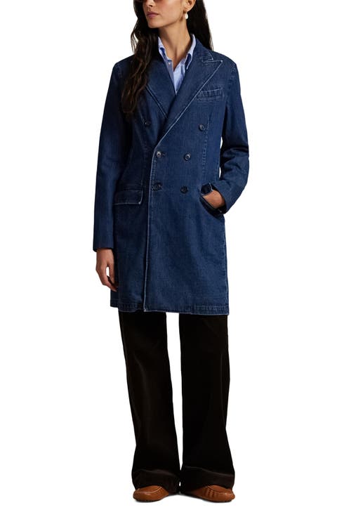 Rigid Denim Double Breasted Coat