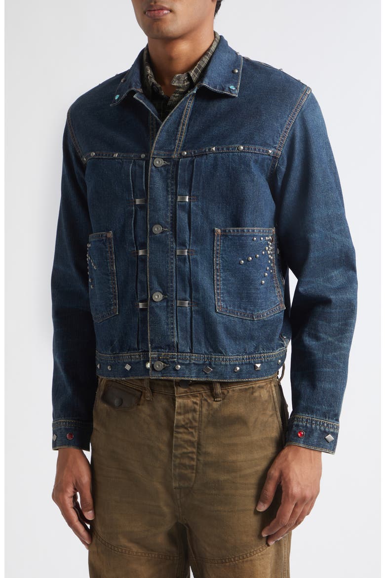 Studded Denim Jacket, Alternate, color, RIDGEWOOD WASH