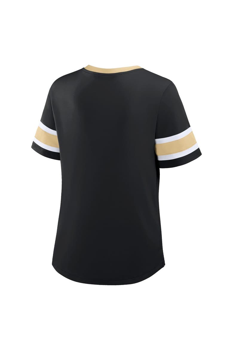 Women's Fanatics Black New Orleans Saints Redzone Draw Play Athena Lace-Up T-Shirt, Alternate, color, Black