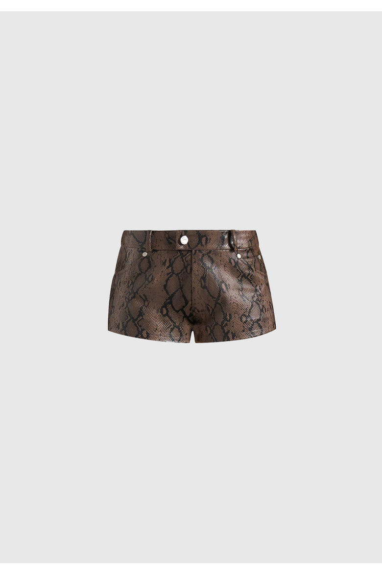 Samia Python Mini Shorts, Alternate, color, Brown