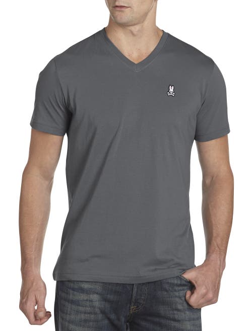 Psycho Bunny Logo V-Neck T-Shirt in Magnet 