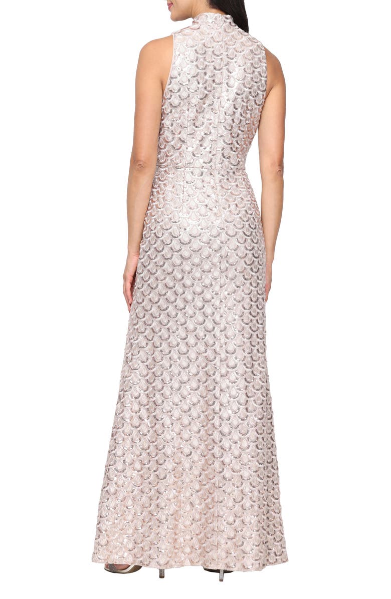 Alex Evenings Embroidered Sequin Sleeveless Gown, Alternate, color, Taupe