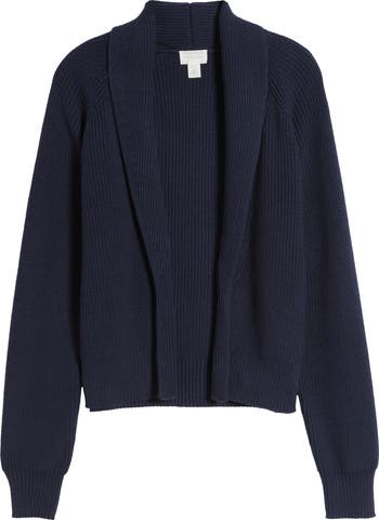 VINCE Navy Blue Cotton Knit Open Front Shawl Collar Cardigan selling Sweater