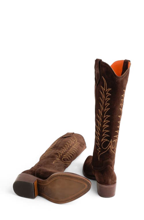 Penelope Chilvers Blanca Embroidered Western Boot In Brown