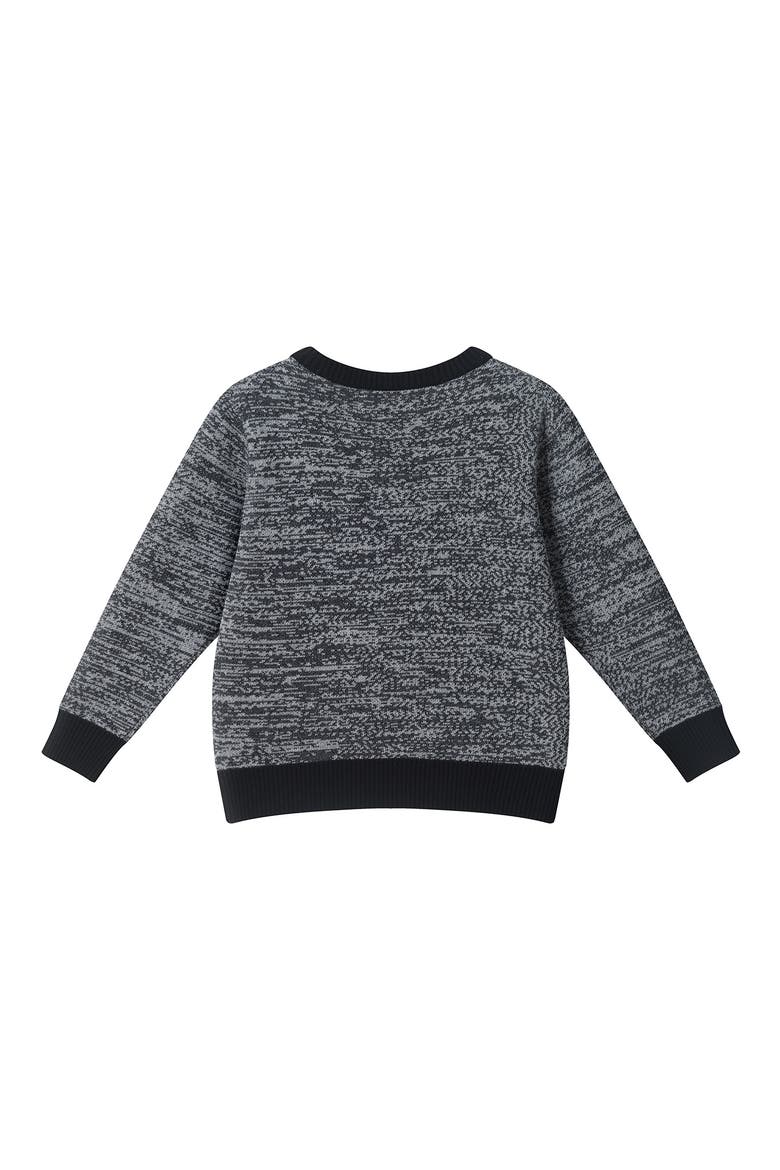 Kids' Festive Intarsia Cotton Sweater, Alternate, color, BLACK