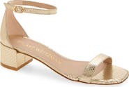 Stuart Weitzman Nudistcurve 35 Snakeskin Embossed Block Heel Sandal