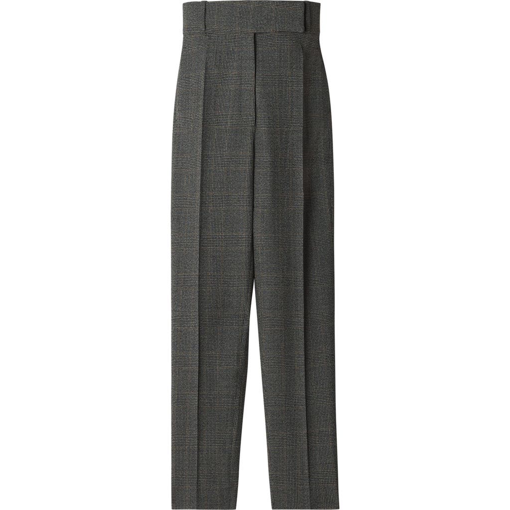 Lanvin Prince Of Wales Wool Cigarette Pants In Gray