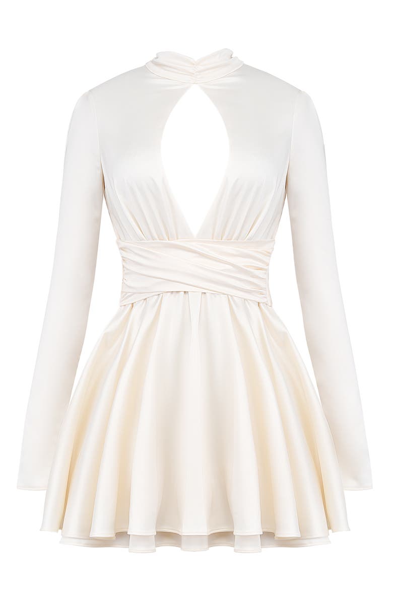 HOUSE OF CB Aryana Cutout Long Sleeve Cocktail Minidress, Alternate, color, Ivory