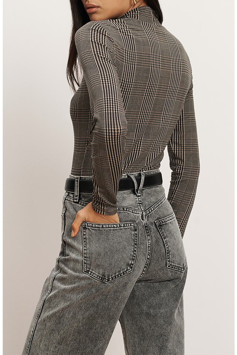 Nate Plaid Mock Neck Long Sleeve Top, Alternate, color, DARK ACORN MULTI