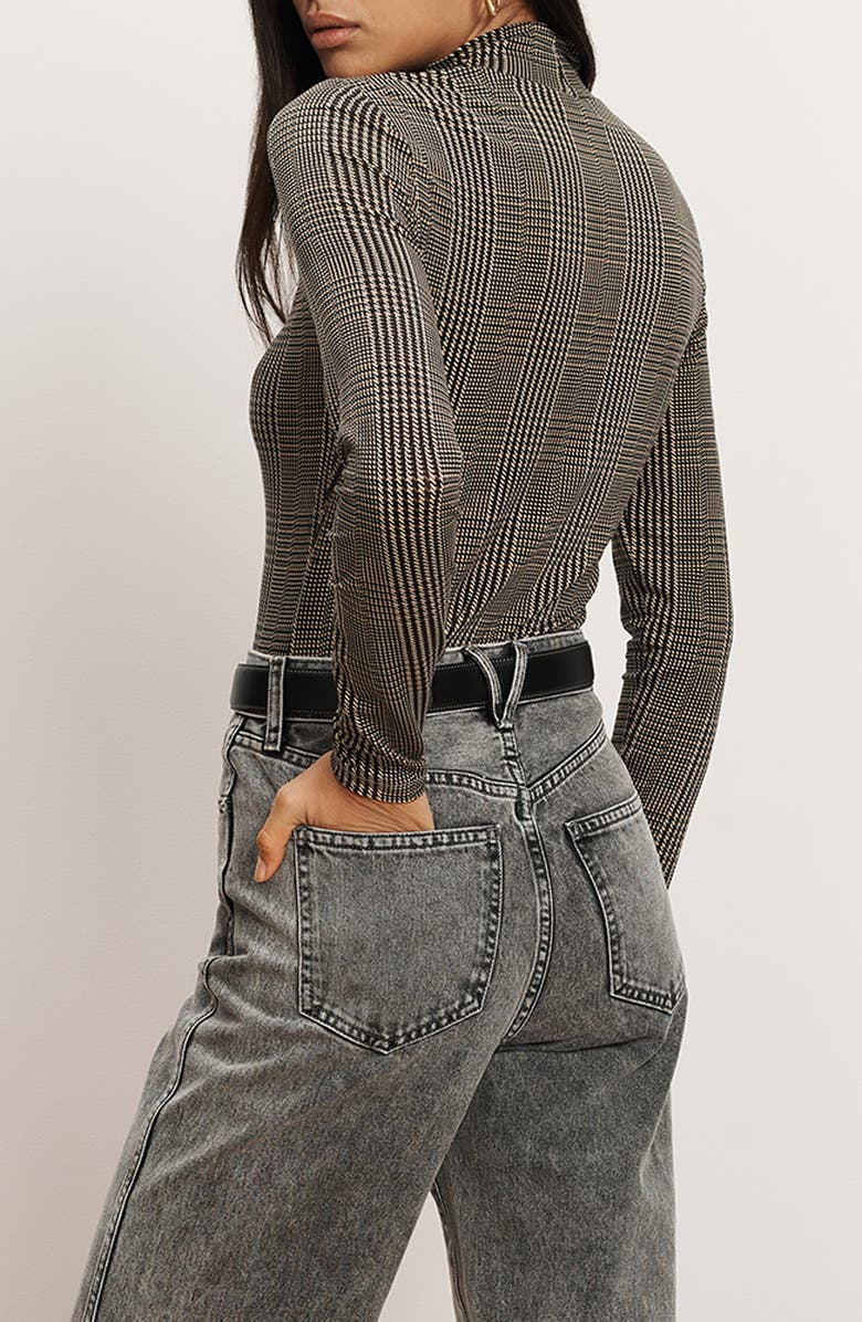 Veronica Beard Nate Plaid Mock Neck Long Sleeve Top, Alternate, color, Dark Acorn Multi