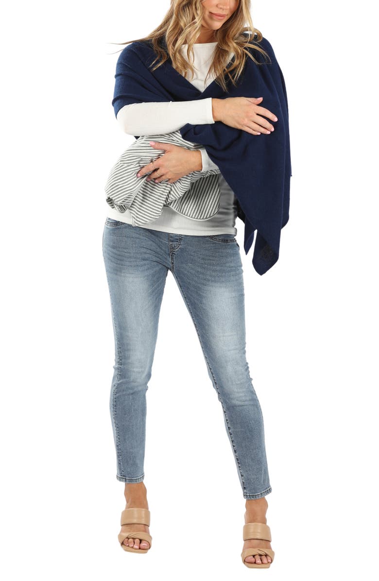 Moozie Luxury Poncho Nursing Scarf, Alternate, color, Navy