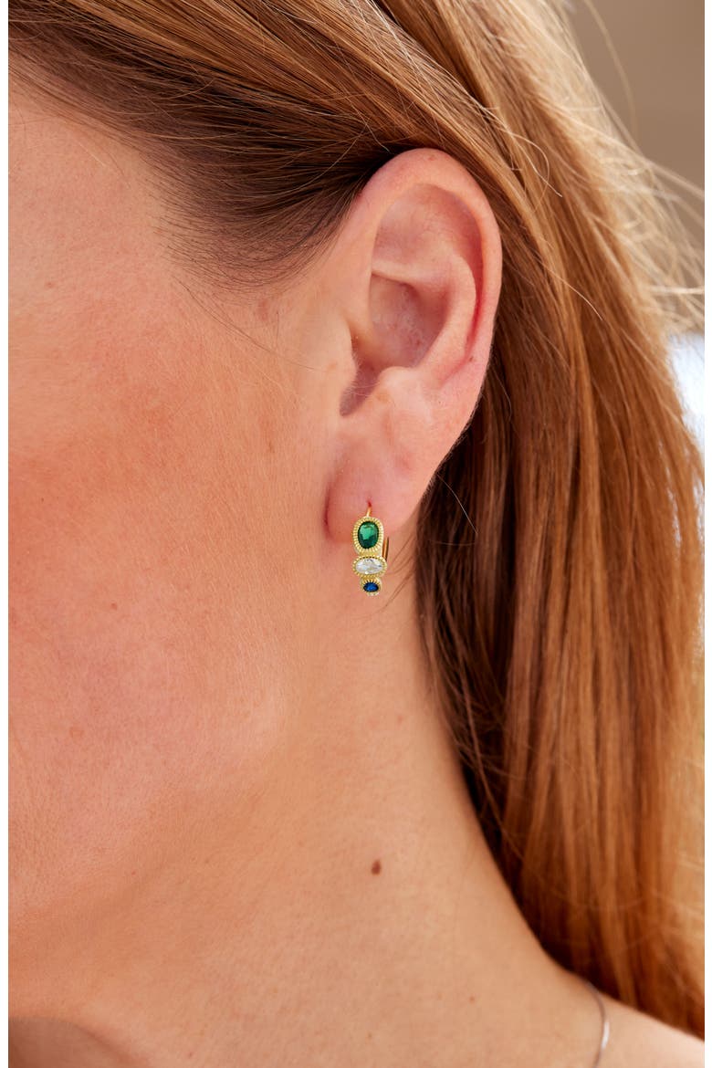 Cubic Zirconia Hoop Earrings, Alternate, color, GOLD