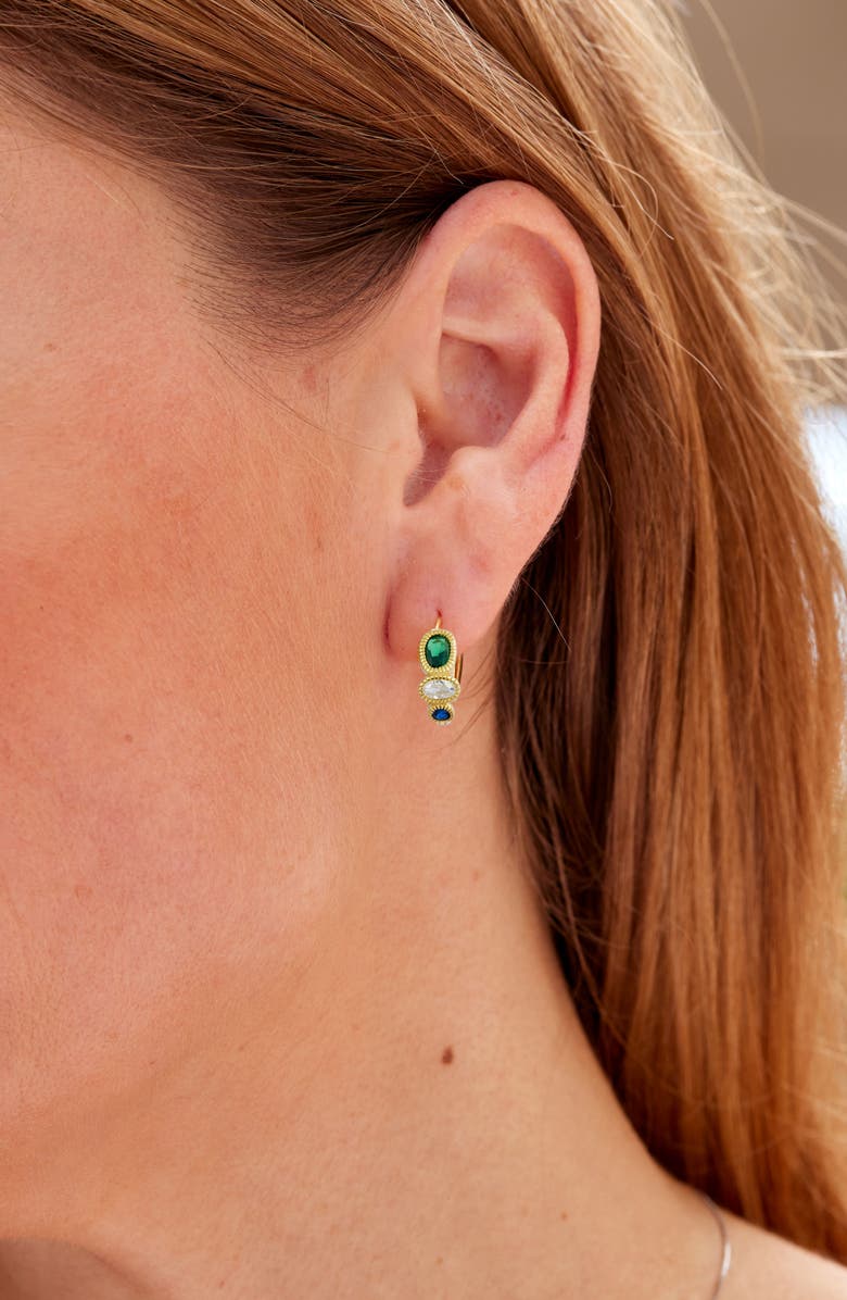 SAVVY CIE JEWELS Cubic Zirconia Hoop Earrings, Alternate, color, Gold