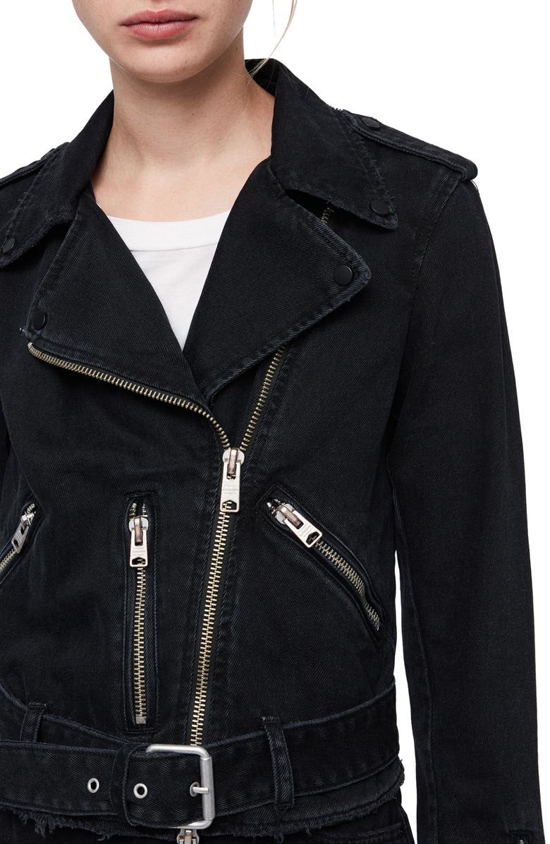 AllSaints Balfern Denim Biker Jacket, Alternate, color,