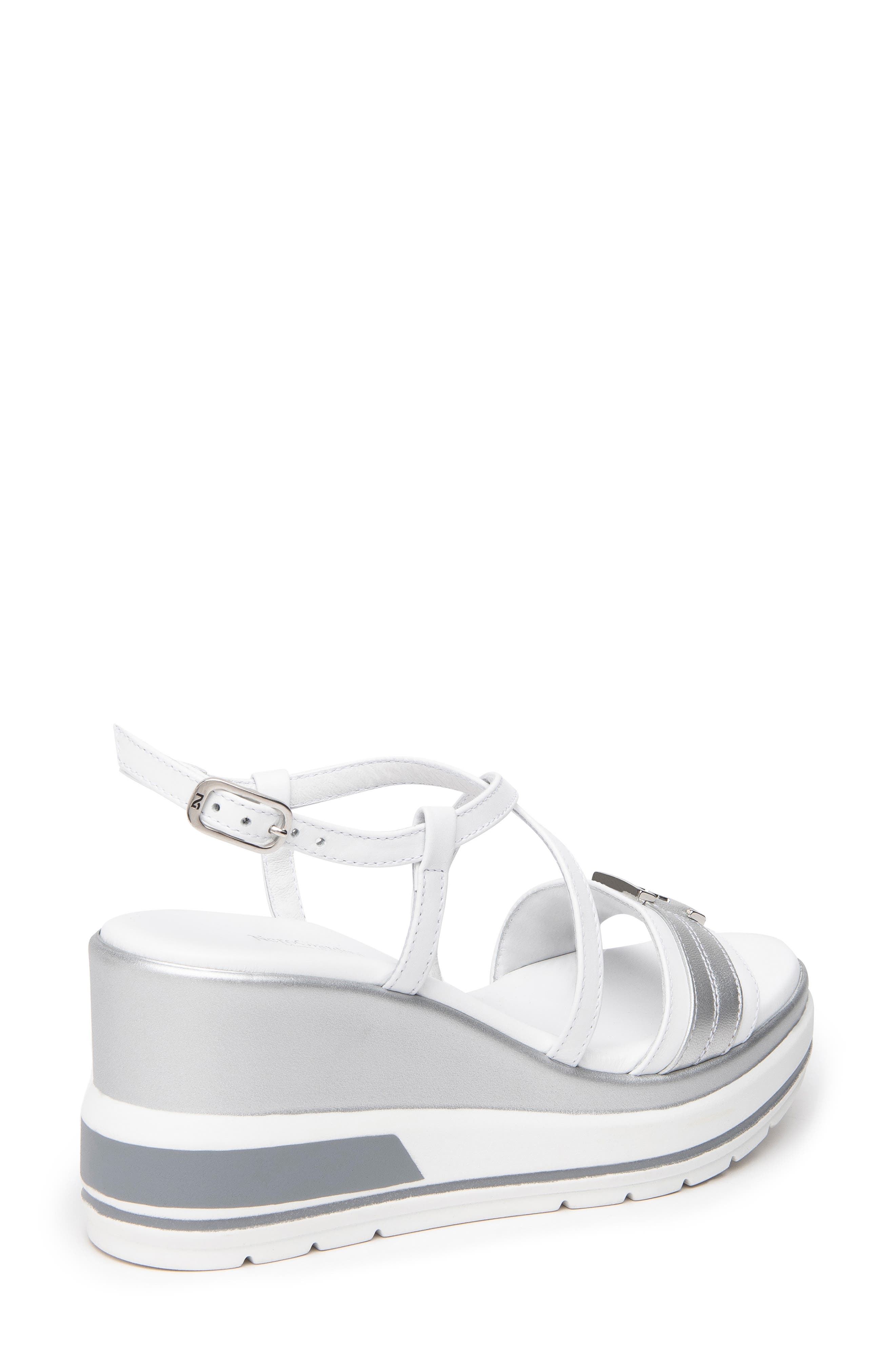 NeroGiardini Logo Plate Platform Wedge Sandal, Alternate, color, 