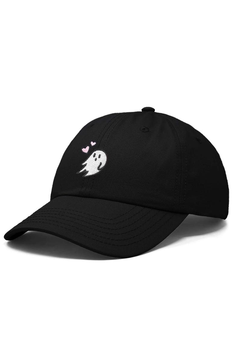Dalix Heartly Ghost Embroidered Cap, Alternate, color, Black