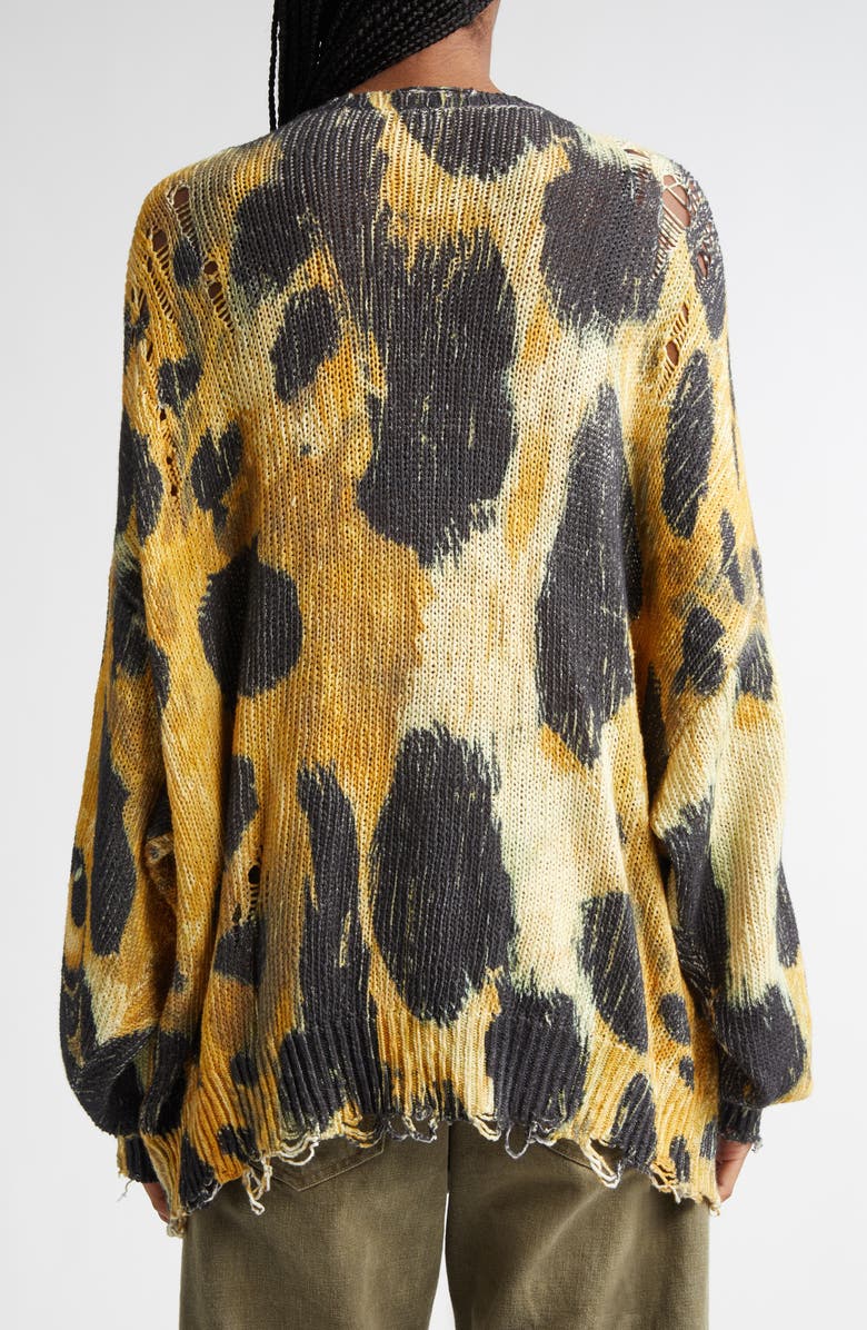 R13 Distressed Oversize Leopard Print Cardigan, Alternate, color, Leopard