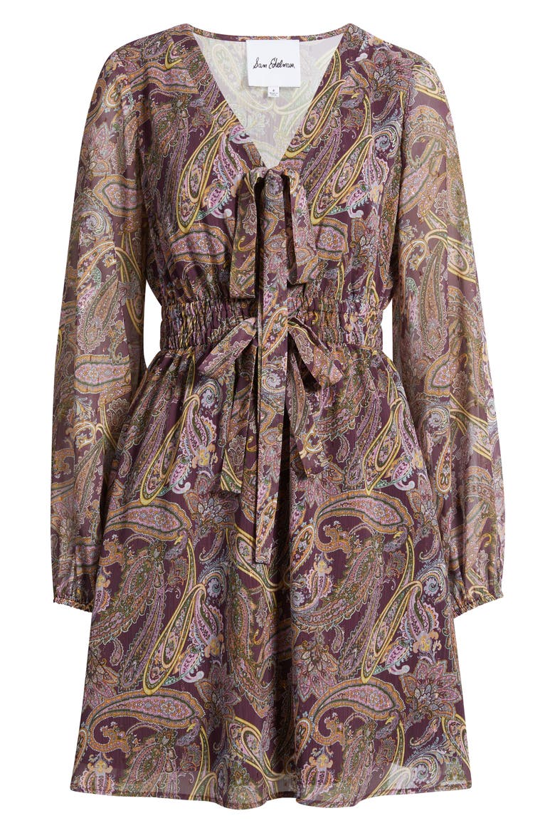 Roset Paisley Tie Neck Minidress, Alternate, color, ROSET
