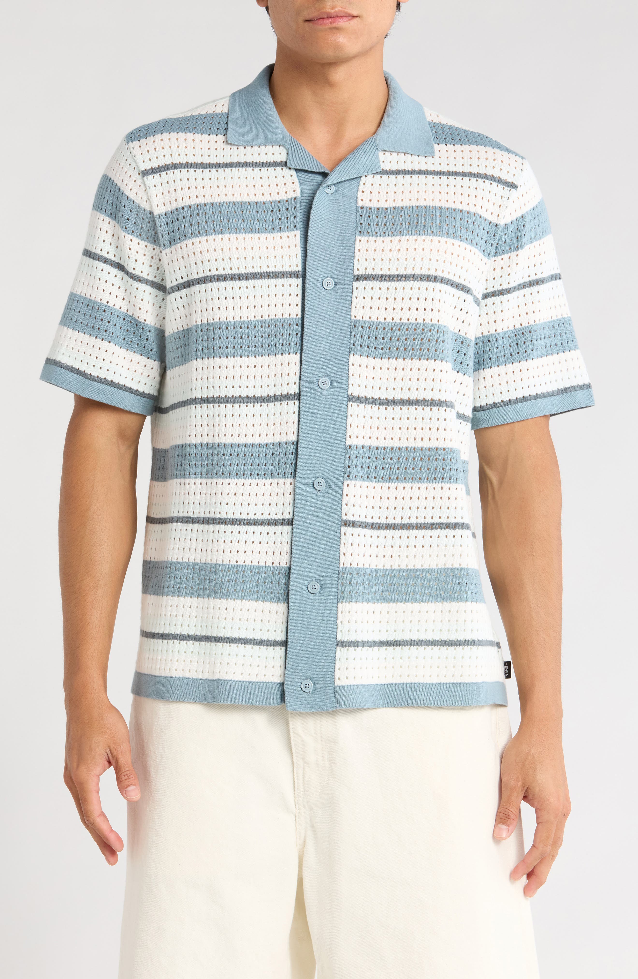 Vans Feldman Stripe Openwork Knit Cotton Camp Shirt