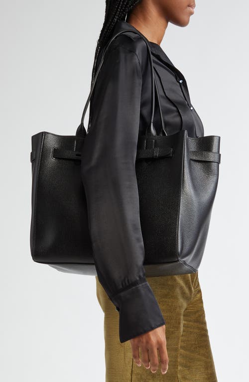 Tom Ford Hammered Leather Tote Bag In Black