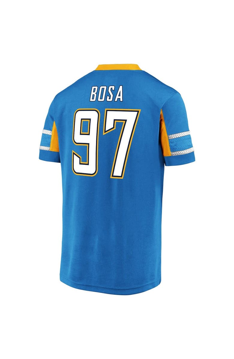 FANATICS Men's Fanatics Branded Joey Bosa Powder Blue Los Angeles Chargers Hashmark Player Name & Number V-Neck Top, Alternate, color,