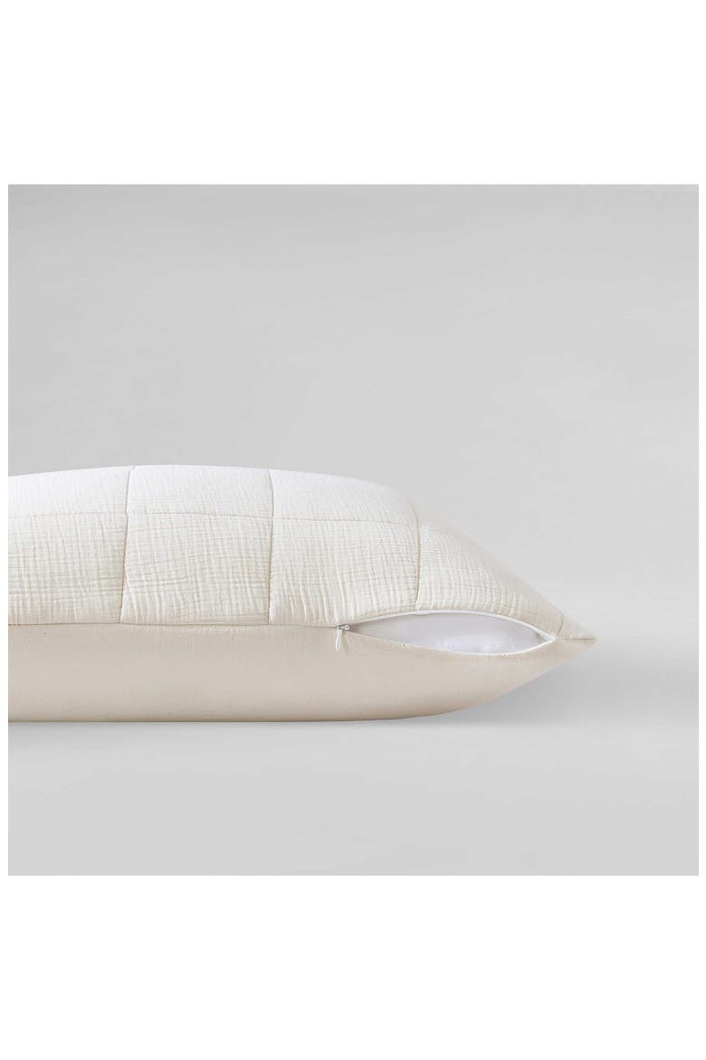 Quilted Cotton Gauze Quilt & Pillow Sham Set, Alternate, color, LIGHT BEIGE