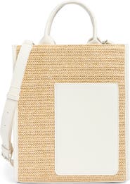 BCBG Mini Whipstitched Straw Tote Bag