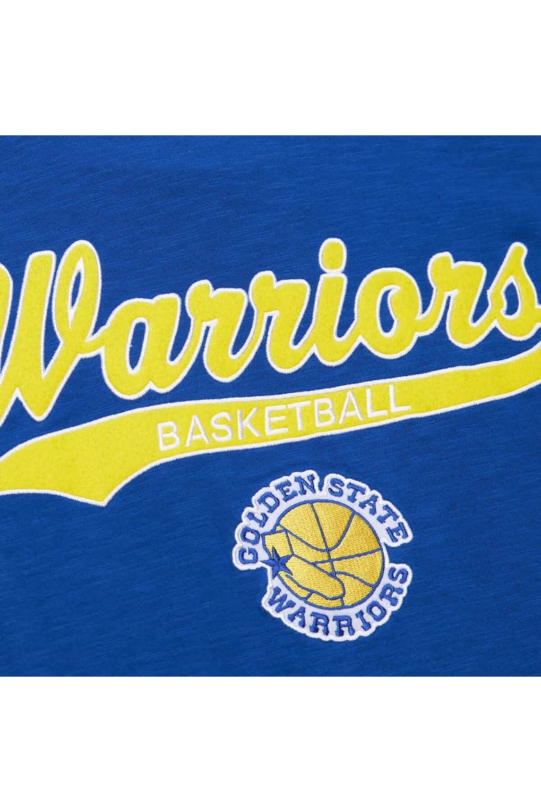 Men's Mitchell & Ness Royal Golden State Warriors Hardwood Classics Felt Applique Slub T-Shirt, Alternate, color, Royal
