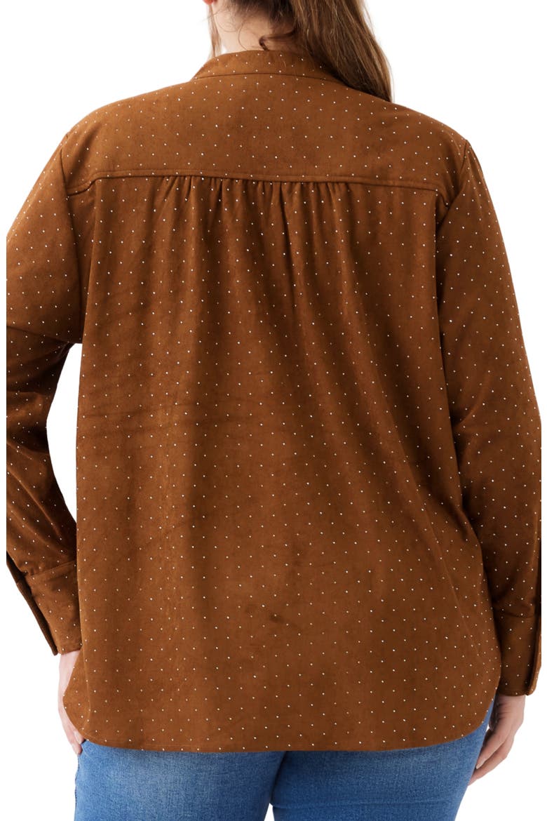 Embellished Half Placket Shirt, Alternate, color, MOCHA