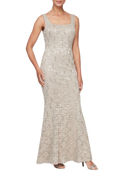 Sequin Lace A-Line Gown with Jacket