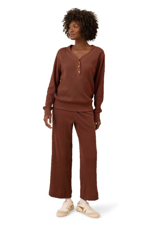 Thermal Waffle Wide Leg Pant