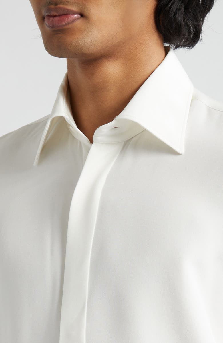 Thom Sweeney Lecce Silk Dress Shirt, Alternate, color, White
