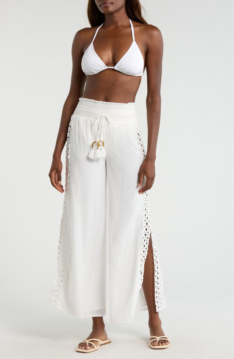 Elan Wide Leg Cover-Up Pants, Main, color, White