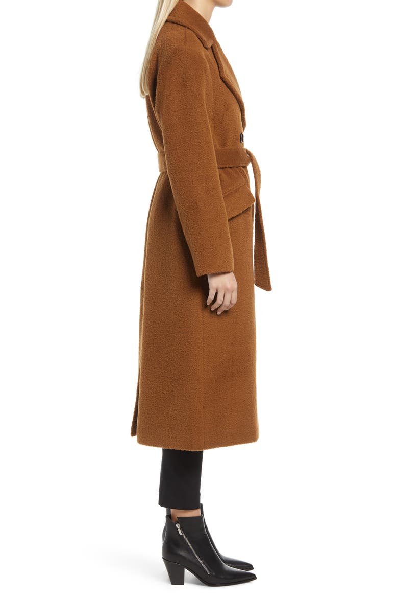 Belted Wool Blend Wrap Coat, Alternate, color, BROWN MINK