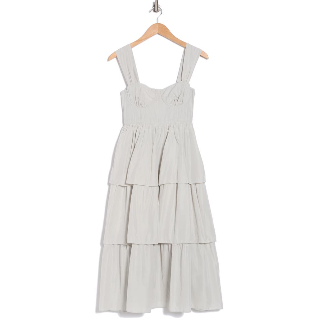 WEWOREWHAT WEWOREWHAT CORSET TIERED MIDI DRESS