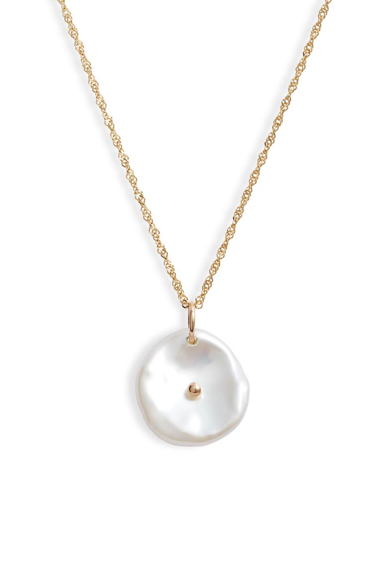 Petal Pearl Pendant Necklace, Main, color, 14KYG